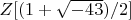 $Z[(1+\sqrt{-43})/2]$