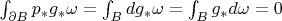$\int_{ \partial B}p_* g_* \omega=\int_{  B}d g_* \omega=\int_{  B} g_* d\omega =0$