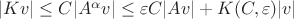 $|Kv| \leq C |A^{\alpha}v| \leq \varepsilon C |Av| + K(C,\varepsilon) |v|$