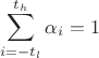 $$\sum_{i=-t_l}^{t_h}{\alpha_i}=1$$ $$\sum_{i=-t_l}^{t_h}{\alpha_i}=1$$