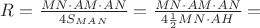 $R=\frac{MN\cdot AM\cdot AN}{4S_{MAN}}=\frac{MN\cdot AM\cdot AN}{4\frac{1}{2}MN\cdot AH}=$