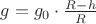 $g = g_{0} \cdot \frac{R-h}{R}$