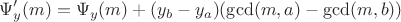 $$\Psi'_y(m)=\Psi_y(m)+(y_b-y_a)(\gcd(m,a)-\gcd(m,b))$$