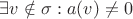 $\exists v \notin \sigma : a(v) \neq 0$