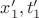 $x'_1, t'_1$