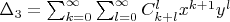 $\Delta_3=\sum^{\infty}_{k=0}\sum^{\infty}_{l=0}C_{k+l}^lx^{k+1}y^l $