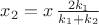 $x_2=x \, \frac{2k_1}{k_1+k_2} $