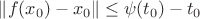 $\|f(x_0)-x_0\|\le \psi(t_0)-t_0$