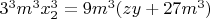 $3^3m^3x_2^3=9m^3(zy+27m^3)$