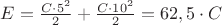 $E = \frac{C\cdot5^2}{2} + \frac{C\cdot10^2}{2} = 62,5\cdot C$