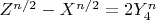 $Z^{n/2}-X^{n/2}=2Y_4^n$