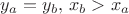 $y_a=y_b,\,x_b>x_a$