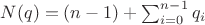 $N(q) = (n-1) + \sum_{i=0}^{n-1} q_i$