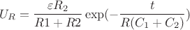 $$U_R=\frac{\varepsilon R_2}{R1+R2} \exp(-\frac{t}{R(C_1+C_2)})$$