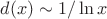 $d(x) \sim 1/\ln x$