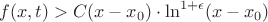 $f(x,t)>C(x-x_0)\cdot\ln^{1+\epsilon}(x-x_0)$