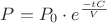 $P=P_0 \cdot e^{\frac{-tC}{V}}$