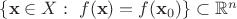 $\{\mathbf{x} \in X: ~ f(\mathbf{x}) = f(\mathbf{x}_0)\} \subset \mathbb{R}^n$ $\{\mathbf{x} \in X: ~ f(\mathbf{x}) = f(\mathbf{x}_0)\} \subset \mathbb{R}^n$