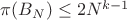 $\pi(B_N) \leq  2N^{k-1}$