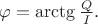 $\varphi=\arctg{\frac{Q}{I}}.$