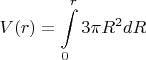 $$V(r)=\int\limits_0^r 3\pi R^2 dR$