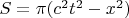 $S=\pi (c^{2}t^{2}-x^{2})$