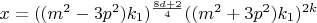$x=((m^2-3p^2)k_1)^\frac{8d+2}{4}((m^2+3p^2)k_1)^{2k}$