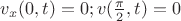 $v_x(0,t)=0;v(\frac{\pi}{2},t)=0$