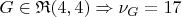 $G \in \mathfrak{R}(4, 4) \Rightarrow \nu_G = 17$