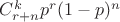 $C_{r+n}^kp^r(1-p)^n$
