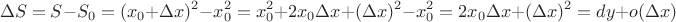 $$\Delta S=S-S_0=(x_0+\Delta x)^2-x_0^2=x_0^2+2x_0\Delta x+(\Delta x)^2-x_0^2=2x_0 \Delta x+(\Delta x)^2=dy+o(\Delta x)$$