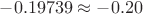 $-0.19739\approx -0.20$