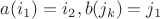 $ a(i_1) = i_2, b(j_k) = j_1 $