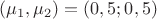 $(\mu_1,\mu_2)=(0,5;0,5)$