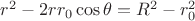 $r^2-2rr_0\cos\theta=R^2-r_0^2$