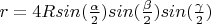 $r=4R sin(\frac{\alpha}{2}) sin(\frac{\beta}{2}) sin(\frac{\gamma}{2})$