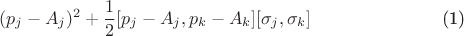 \begin{equation}
(p_j -A_j)^2 +
\frac{1}{2}[p_j -A_j,p_k -A_k][\sigma_j,\sigma_k]\end{equation}