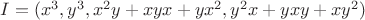 $I=(x^3,y^3,x^2y+xyx+yx^2,y^2x+yxy+xy^2)$