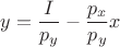$y = \dfrac{I}{p_y} - \dfrac{p_x}{p_y}x$