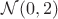 $\mathcal{N}(0, 2)$
