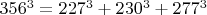 $356^3=227^3+230^3+277^3$
