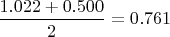 \dfrac{1.022+0.500}{2}= 0.761
