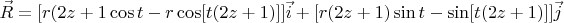 $$\vec R=[r(2z+1\cos t-r\cos[t(2z+1)]]\vec i+[r(2z+1)\sin t-\sin[t(2z+1)]]\vec j$$