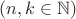 $(n, k\in\mathbb N)$