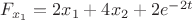 $F_{x_1} = 2x_1+4x_2+2e^{-2t}$