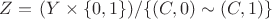 $Z=\left. (Y\times\{0,1\})\middle/ \{(C,0)\sim(C,1)\}\right.$