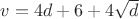 $v=4d+6+4\sqrt d$