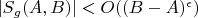 $|S_g(A,B)|<O((B-A)^{\epsilon})$
