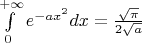 $\int\limits_0^{+\infty} e^{-a x^2} dx=\frac{\sqrt{\pi}}{2\sqrt{a}}$