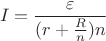 $$I=\frac {\varepsilon} {(r+\frac {R} {n})n }$$